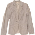 Zara Damen 1-Knopf-Blazerjacke UK 4 XS Weißer Nadelstreifen-Polyester