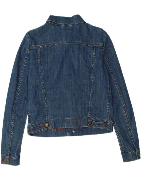 Jigsaw Damen Crop Denim Jacke UK 10 Small Blau Baumwolle