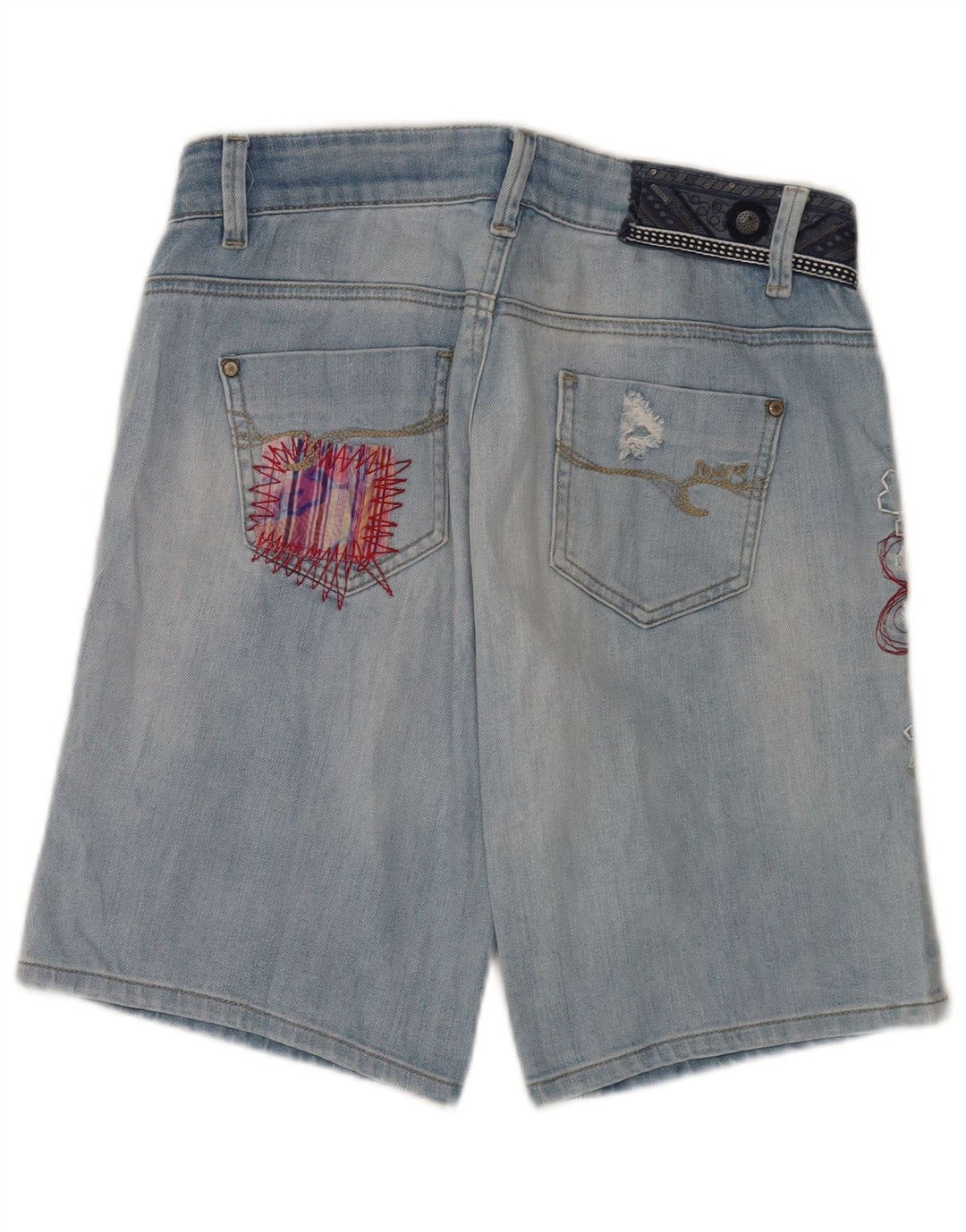Desigual Womens Graphic Distressed Denim Shorts W28 Mittelblaues Blumenmuster