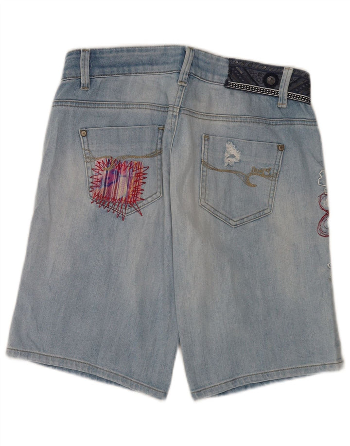 Desigual Womens Graphic Distressed Denim Shorts W28 Mittelblaues Blumenmuster