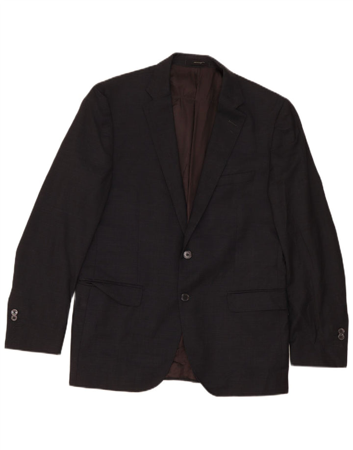 Massimo Dutti Herren-Blazer mit 2 Knöpfen, EU 52, große schwarze Wolle
