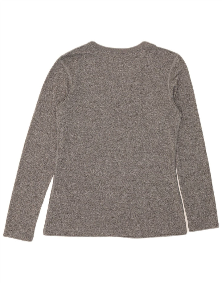 NIKE Damen Dri Fit Top Langarm UK 10 Small Grau geflecktes Polyester