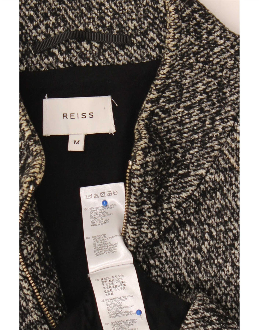 Reiss Herren Bomberjacke UK 38 mittelgrau melierte Baumwolle