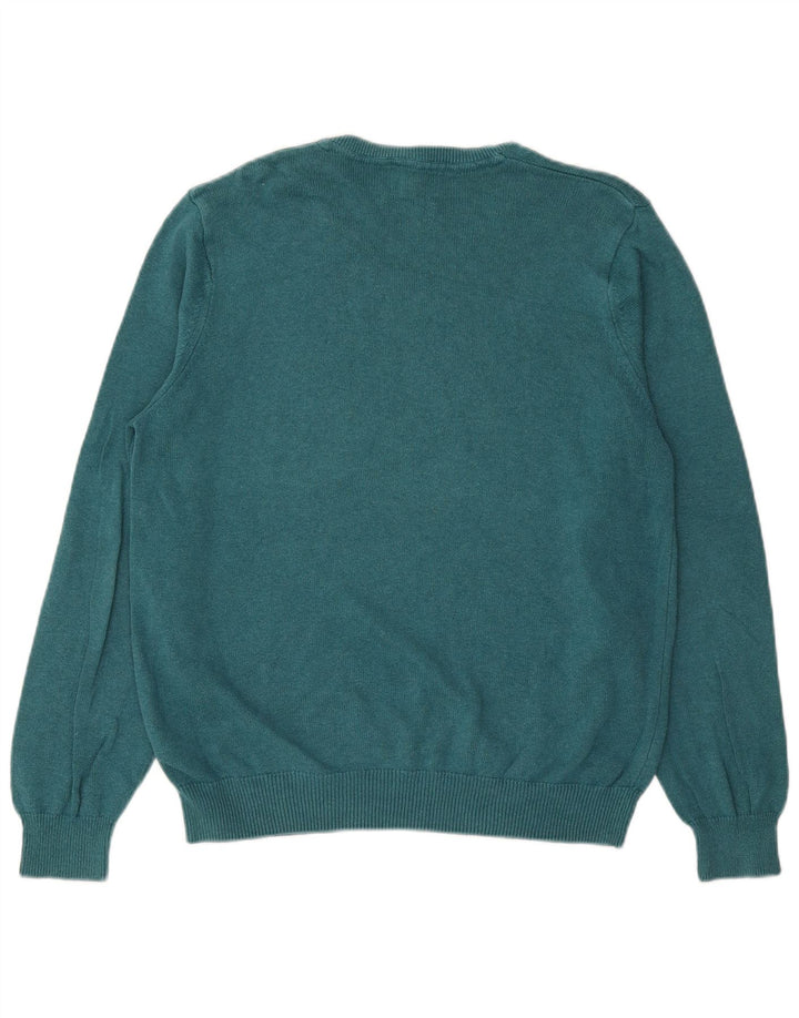 Marks & SPENCER Herren-Pullover mit V-Ausschnitt, groß, aus blauer Baumwolle