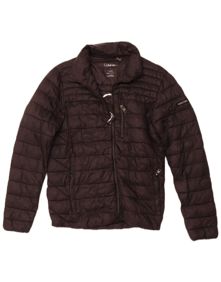 CALVIN KLEIN Herren Graphic Wattierte Jacke UK 36 Small Schwarzes Nylon