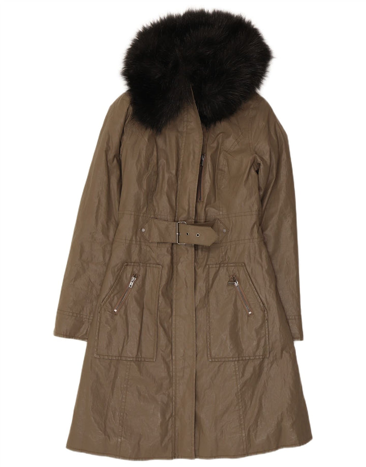 Dkny Damen Mantel UK 6 XS Khaki Ramie