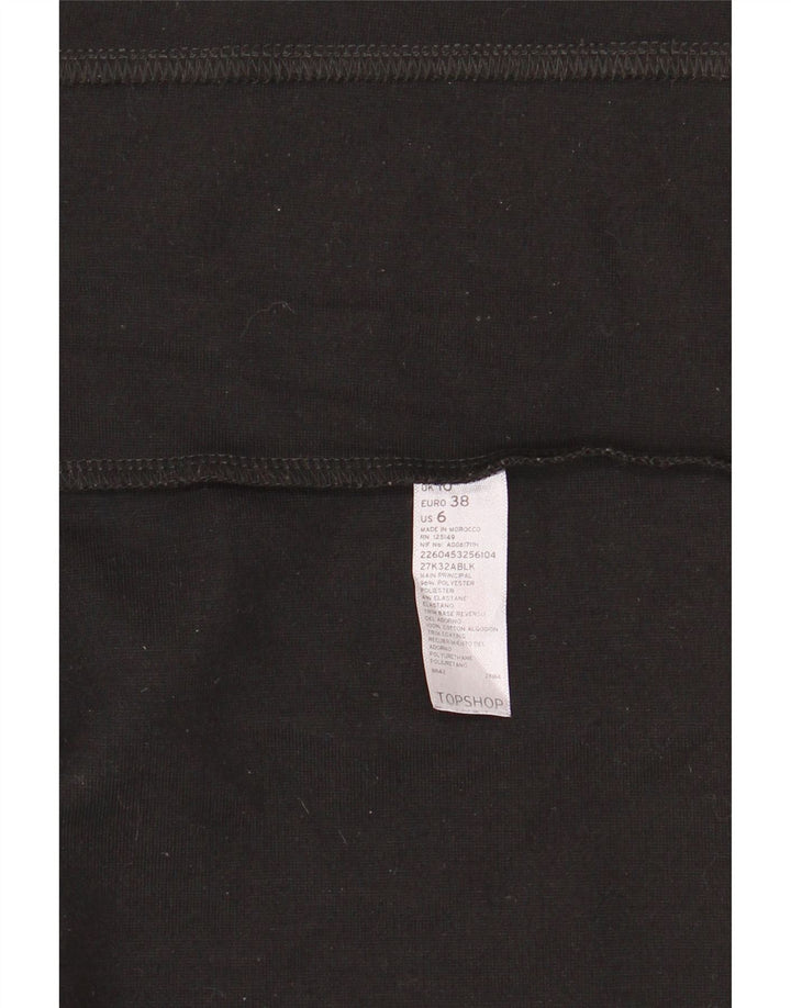 Topshop Damen Bleistiftrock UK 10 Small W28 Schwarz Polyester