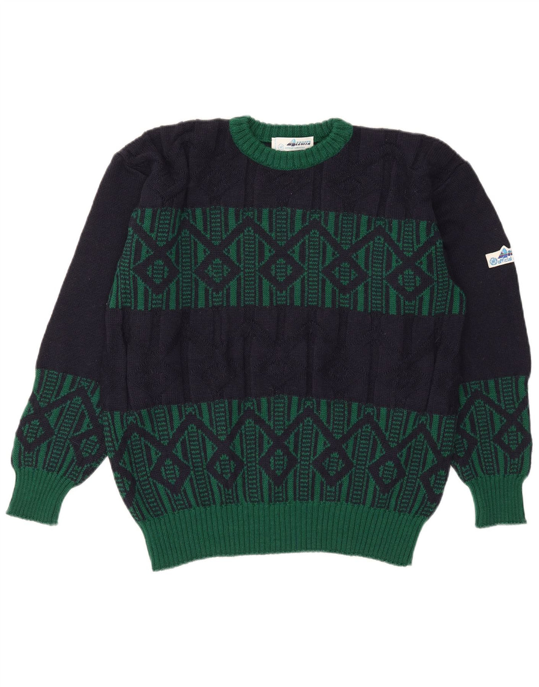Azzurra Herren-Pullover mit Rundhalsausschnitt, IT 50, mittleres Marineblau, geometrisch