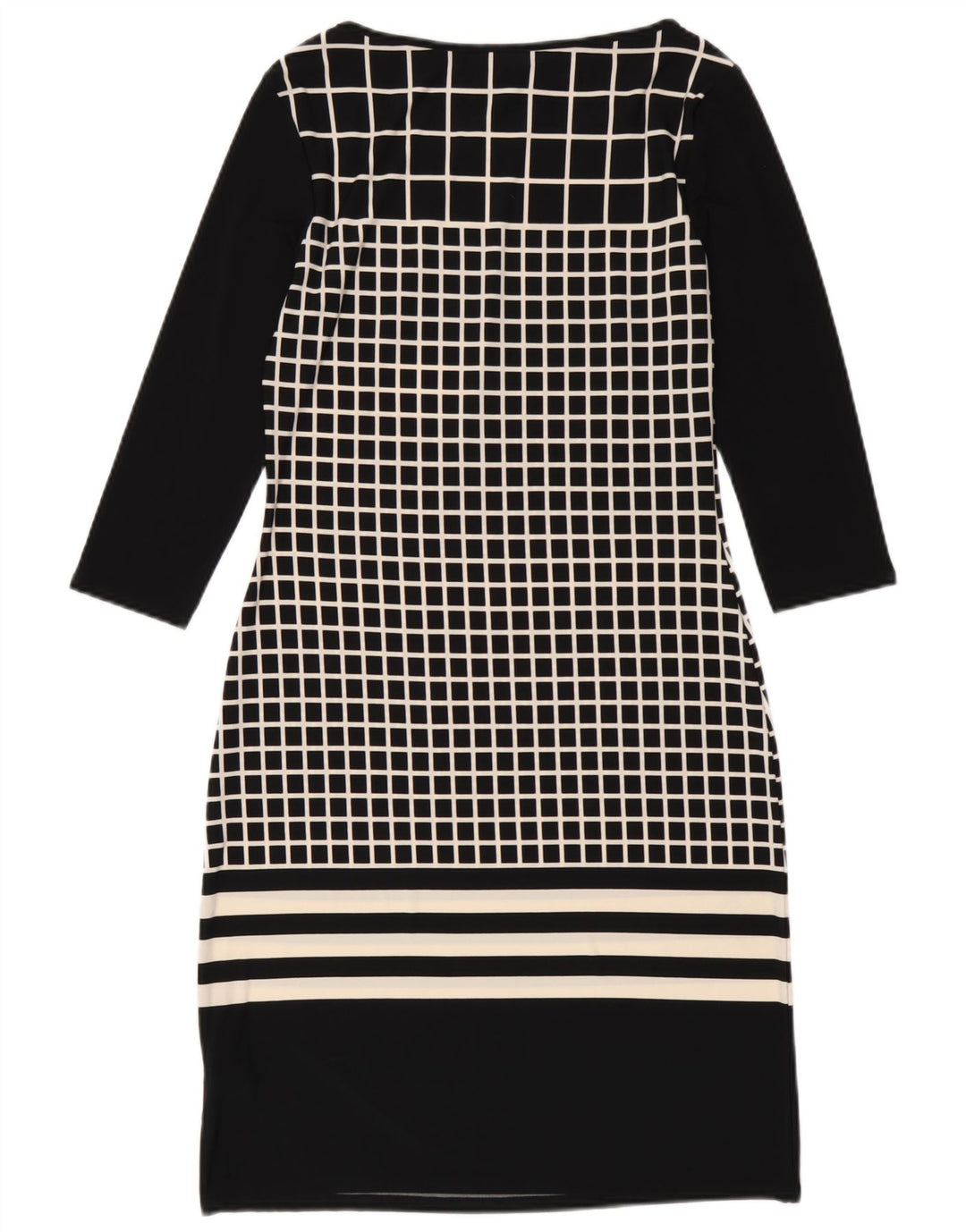 Marks & Spencer Damen-Etuikleid mit 3/4-Ärmeln, Gr. 8, klein, schwarz kariert
