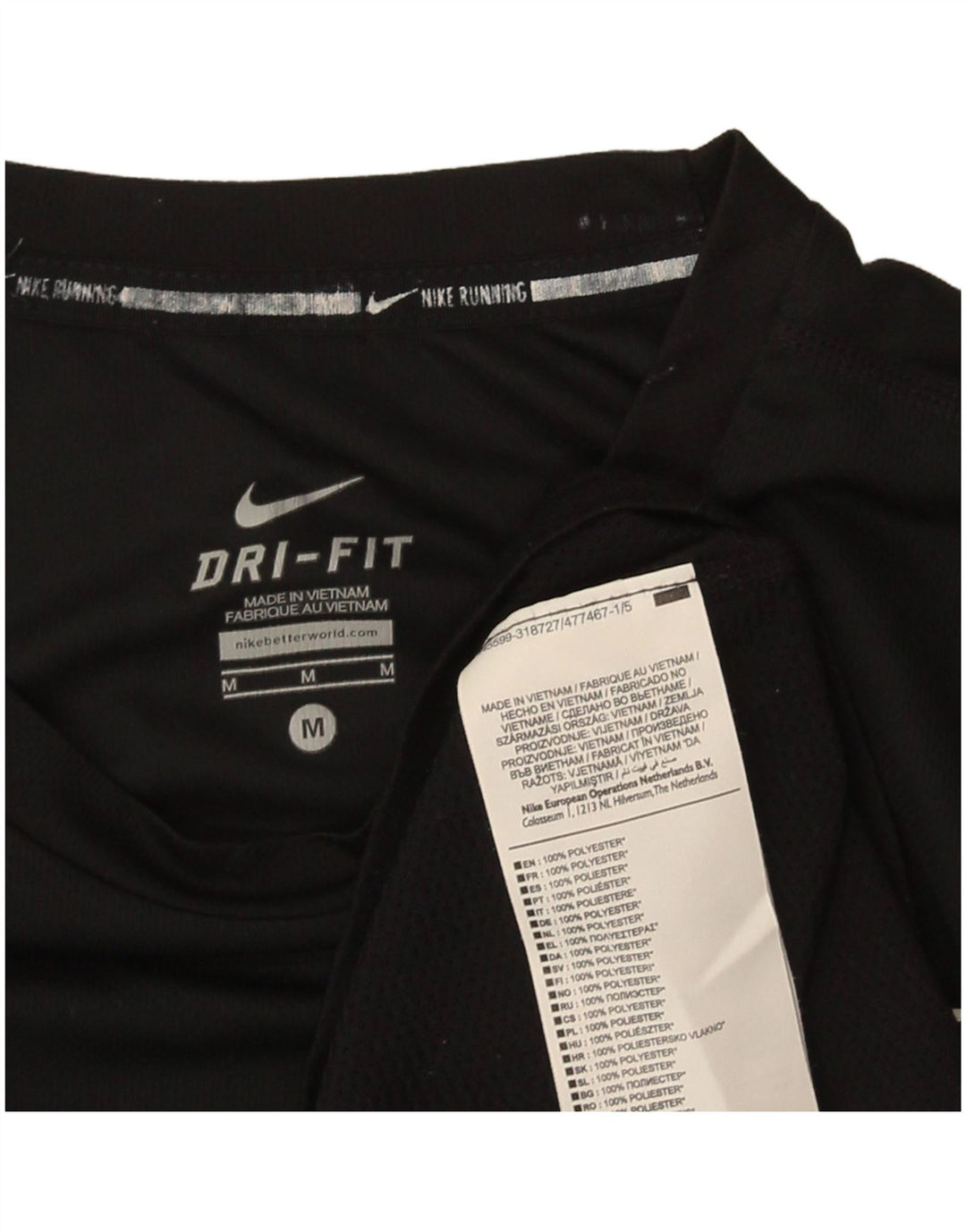 Nike Herren Dri Fit T-Shirt Top Medium Schwarz Polyester Sport