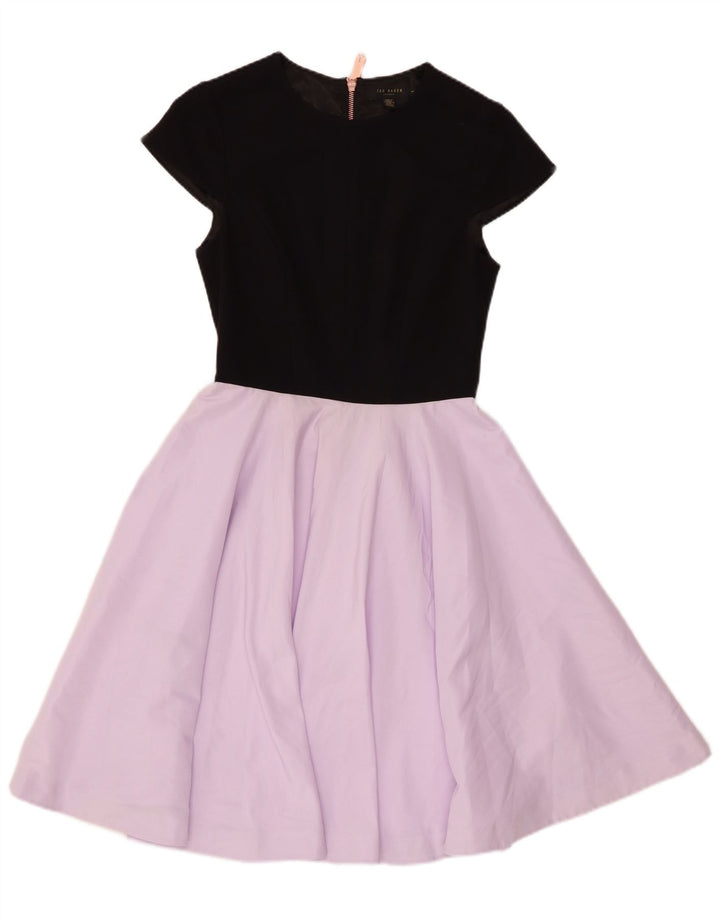 Ted Baker Damen-A-Linien-Kleid US 1 XS Schwarzes Colourblock-Polyester