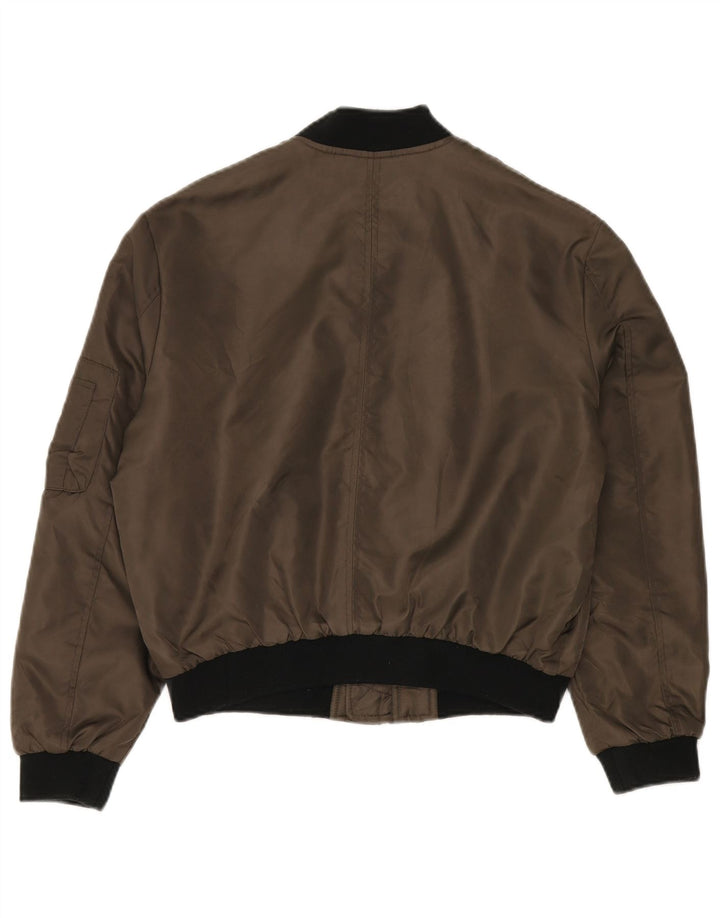 ZARA Damen Übergroße Bomberjacke UK 14 Mittel Khaki Farbblock
