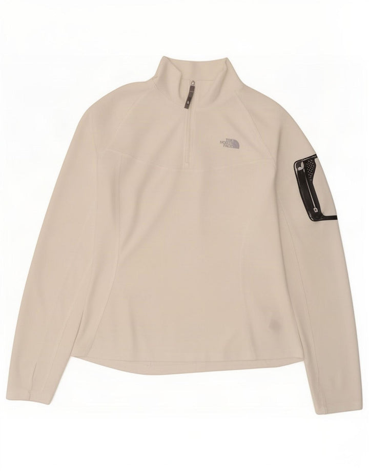 The North Face Damen-Pullover-Trainingsanzugoberteil mit Reißverschluss und Halsausschnitt, UK 16, Größe L, Weiß