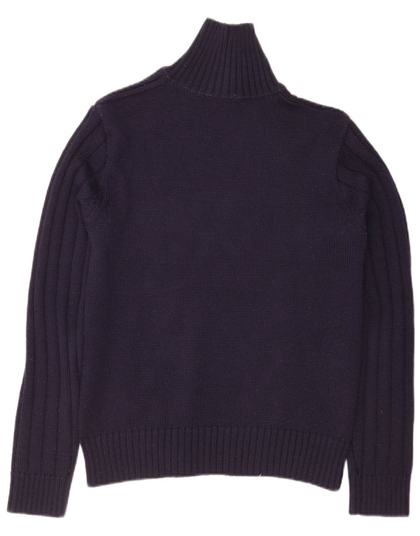 Nara Maglie Damen-Pullover mit Reißverschluss am Hals, UK 14, mittelmarineblaue Wolle