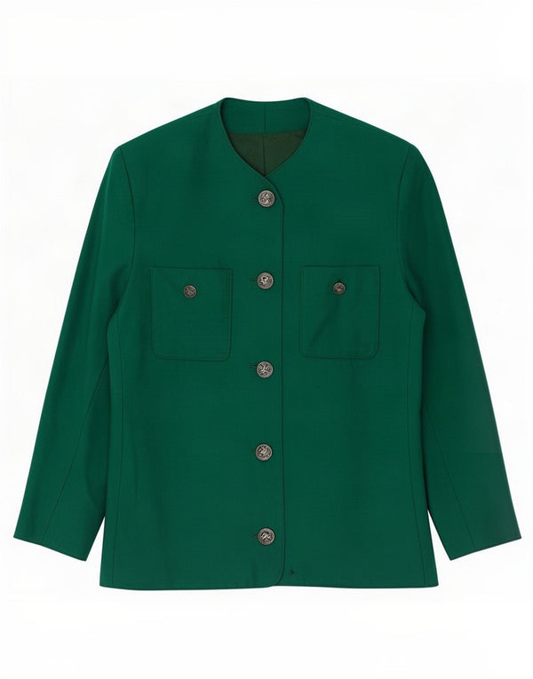 Vintage Damen 5-Knopf-Blazerjacke UK 10 Klein Grün