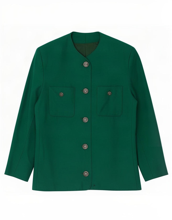 Vintage Damen 5-Knopf-Blazerjacke UK 10 Klein Grün