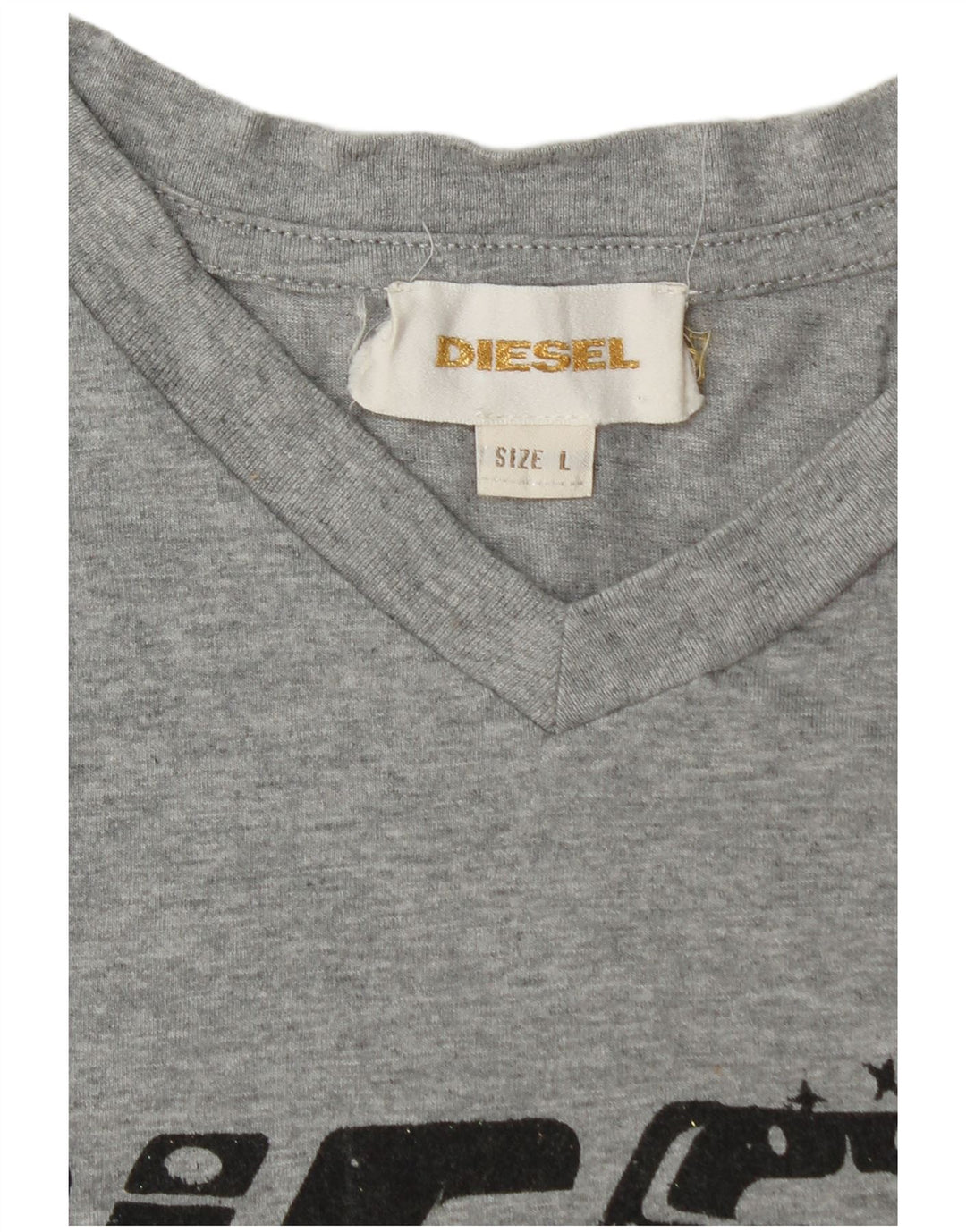 DIESEL Damen Grafik T-Shirt Top UK 14 Large Grau
