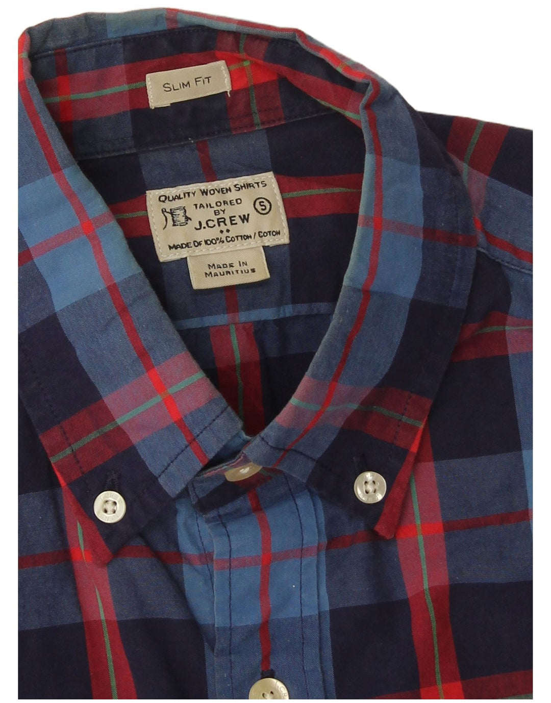 J. Crew Slim-Fit-Hemd für Herren, klein, marineblau, kariert, Baumwolle
