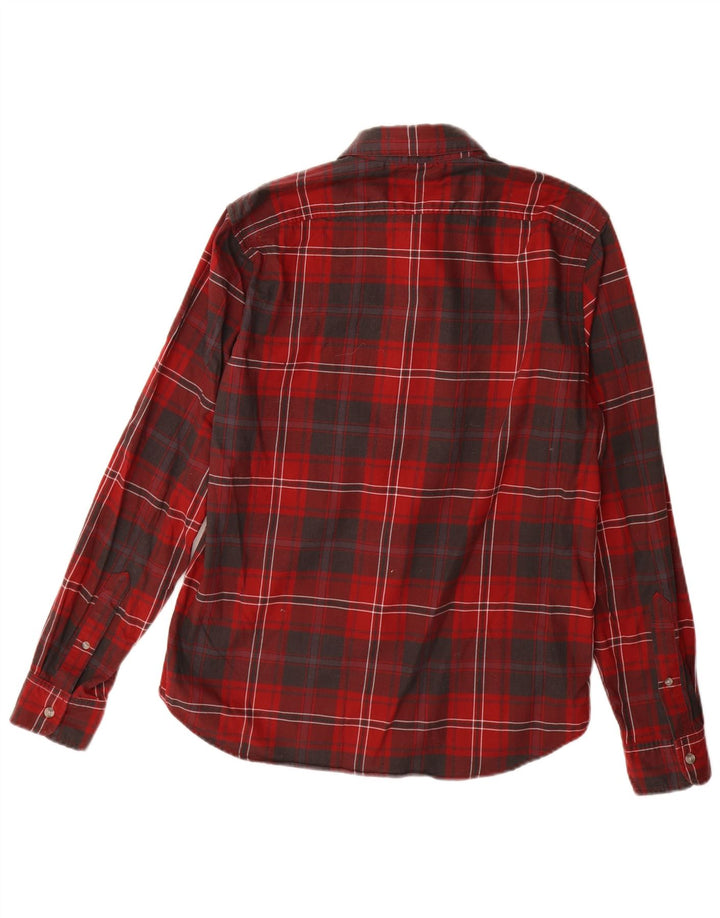 Timberland Slim-Fit-Flanellhemd für Herren aus mittelroter Karo-Baumwolle