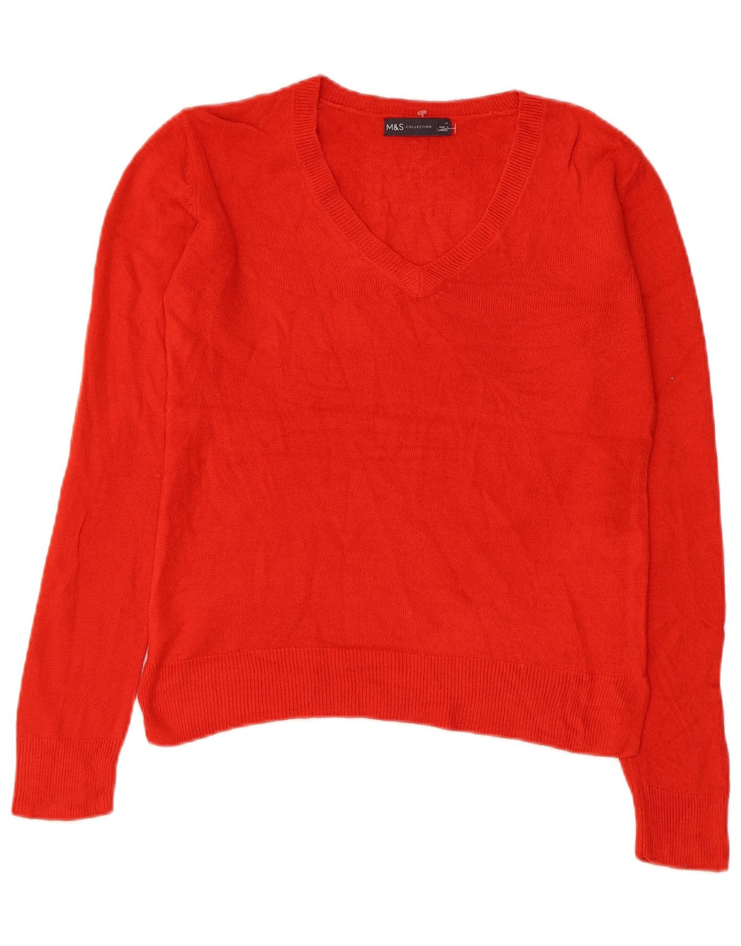 Marks & SPENCER Damen-Pullover mit V-Ausschnitt, Gr. 10, Größe S, rot, Acryl