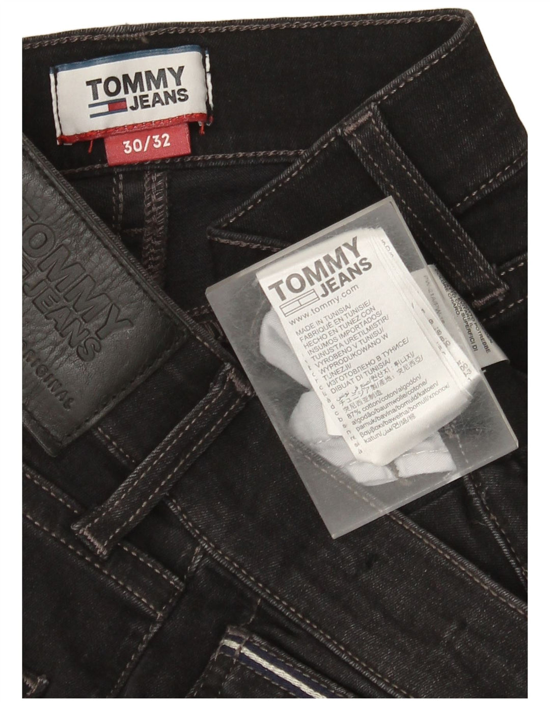 Tommy Hilfiger Herren Slim Jeans W30 L32 Schwarz Baumwolle