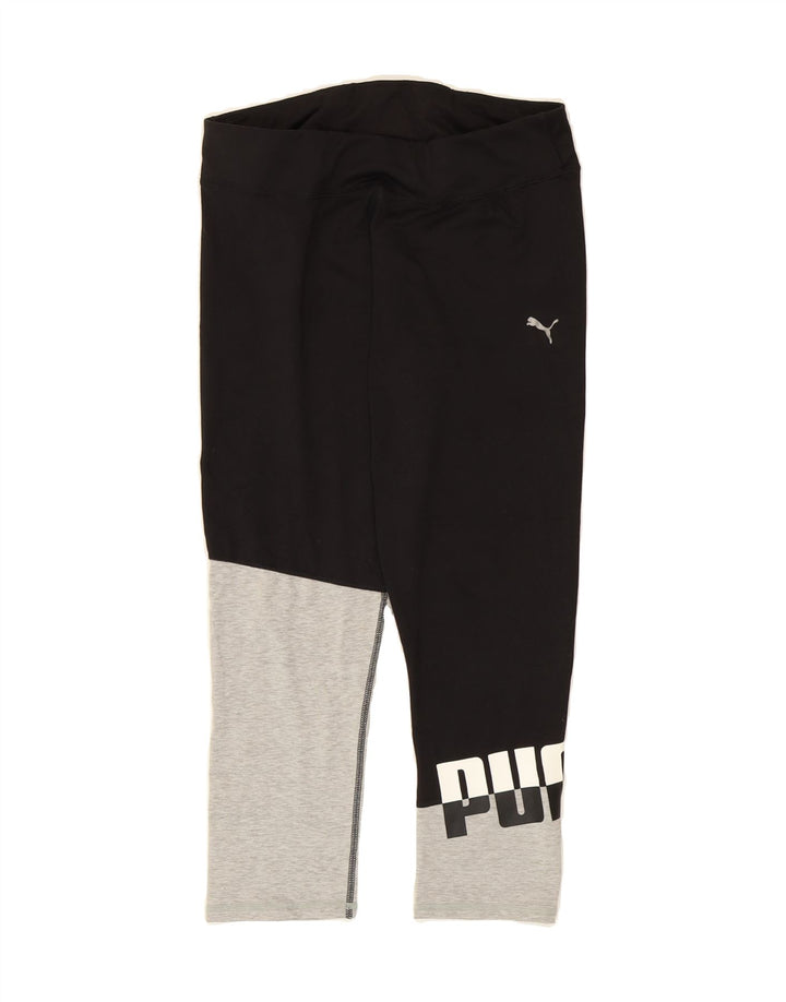 PUMA Womens Graphic Capri Leggings UK 16 Large  Black Colourblock Vintage Puma and Second-Hand Puma from Messina Hembry 