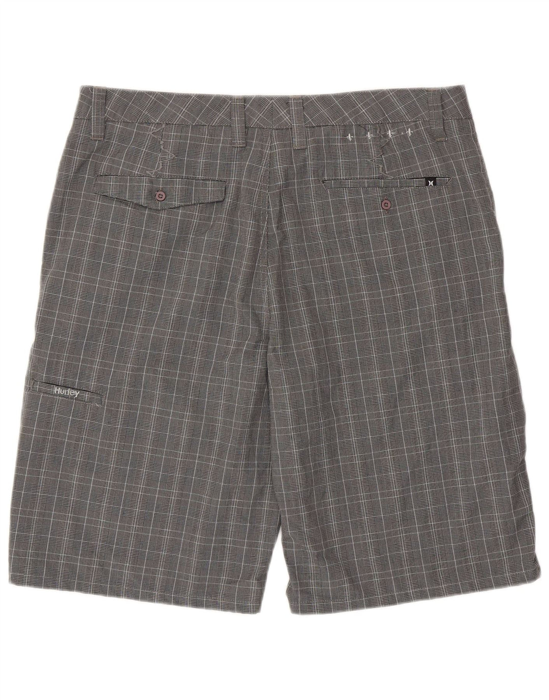 Hurley Herren-Chinoshorts W36, großes graues Hahnentritt-Polyester