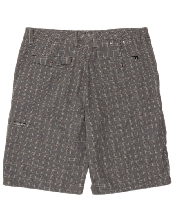 Hurley Herren-Chinoshorts W36, großes graues Hahnentritt-Polyester