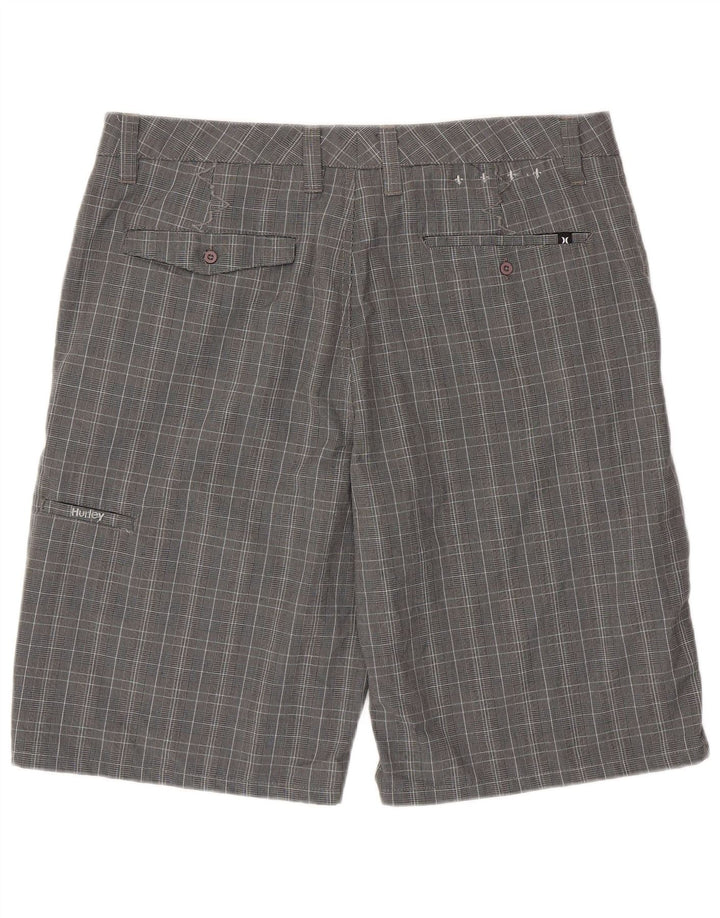 Hurley Herren-Chinoshorts W36, großes graues Hahnentritt-Polyester