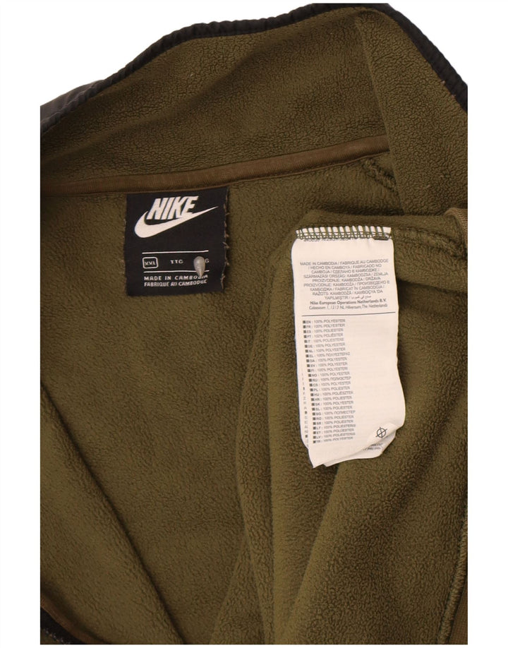 Nike Herren-Fleecepullover mit Reißverschluss, 2XL, Khaki, Farbblock-Polyester