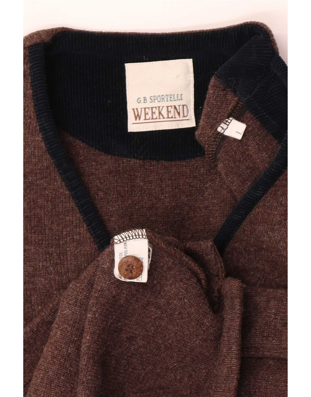 Vintage Herren Weekend Ärmelloser Cardigan Pullover Große braune Wolle