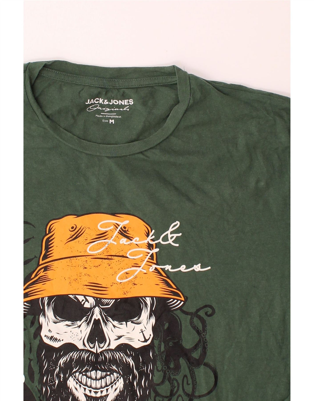 JACK & JONES Mens Graphic T-Shirt Top Medium Green Cotton Vintage Jack & Jones and Second-Hand Jack & Jones from Messina Hembry 