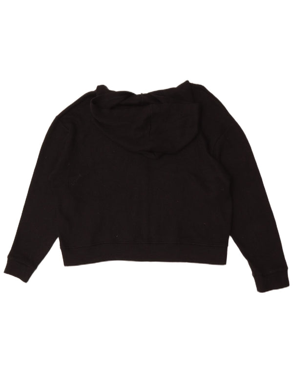 Zara Damen Crop Zip Hoodie Pullover UK 16 Große schwarze Viskose
