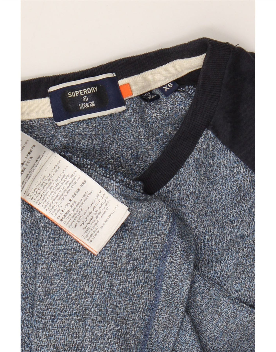 Superdry Herren-Oberteil mit langen Ärmeln, XS, Blau, Colourblock-Baumwolle