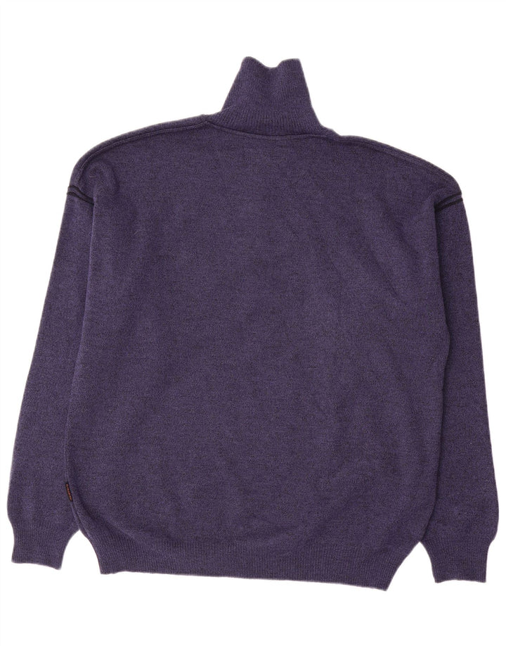 Il Granchio Herren-Pullover mit Reißverschluss am Hals, mittelmarineblaue Wolle