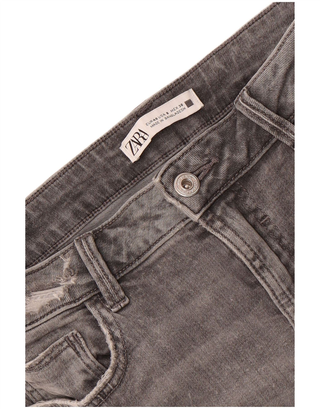 Zara Damen-Cropped-Jeans, EU 40, Mittel, W30, L24, Grau