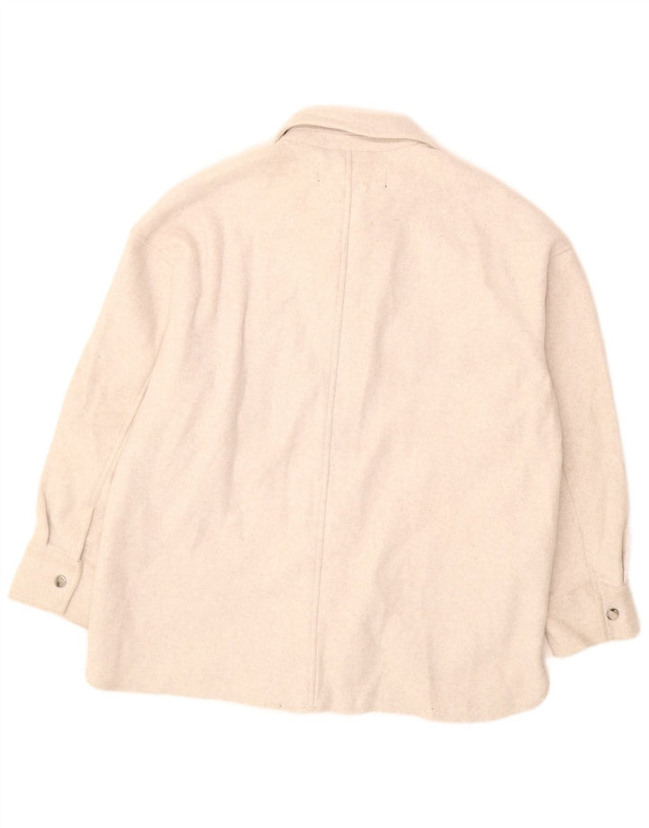 Zara Damen-Overshirt, übergroßes Hemd, UK 10, Größe S, cremefarbenes Polyester