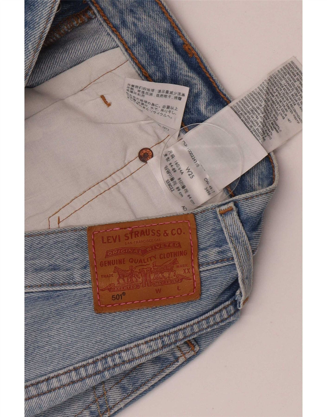 Levi's Damen 501 Denim Hot Pants W25 Small Blaue Baumwolle