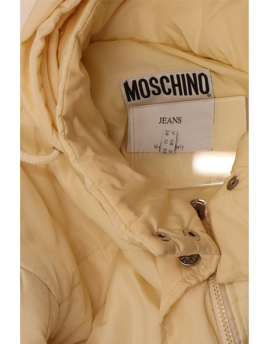 Moschino Damen-Jacke mit Kapuze, gepolstert, UK 12, mittelgrau, Polyester