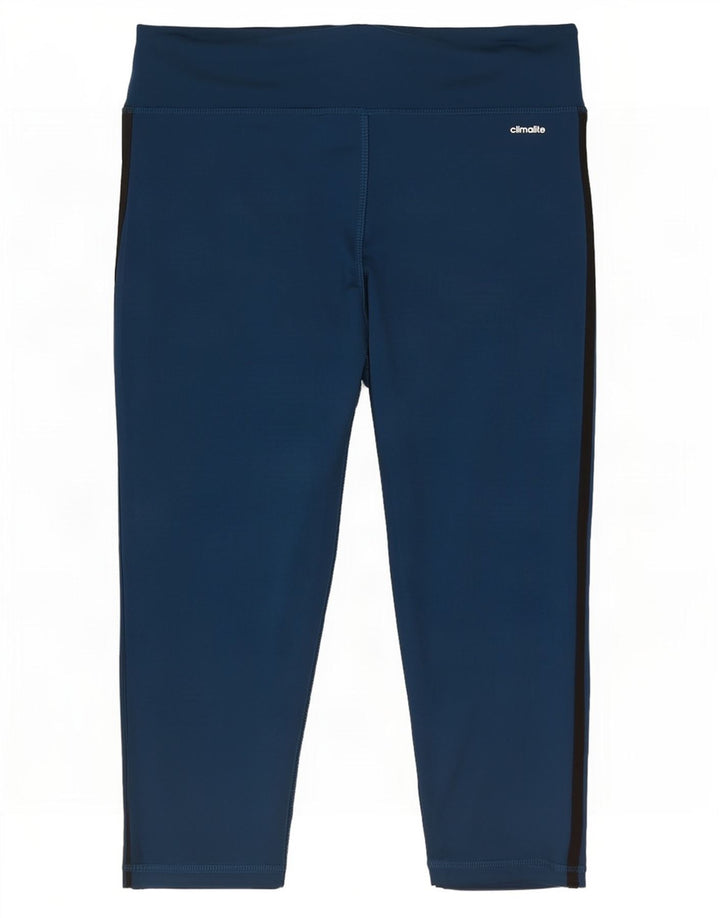 Adidas Damen Capri-Leggings UK 12/14 Mittelblaues Polyester