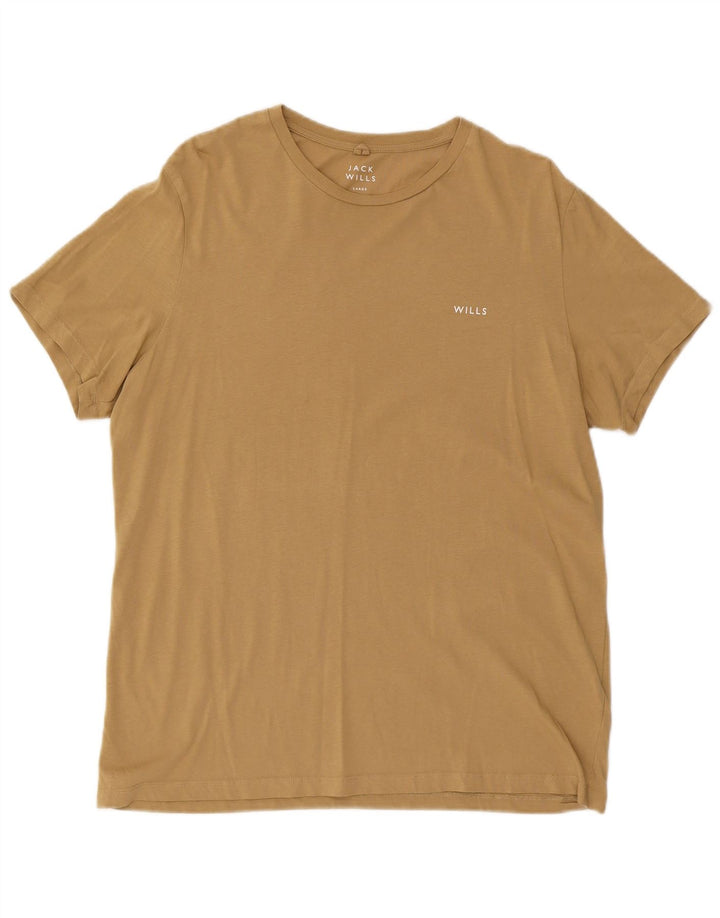 JACK WILLS Mens T-Shirt Top Large Beige Cotton