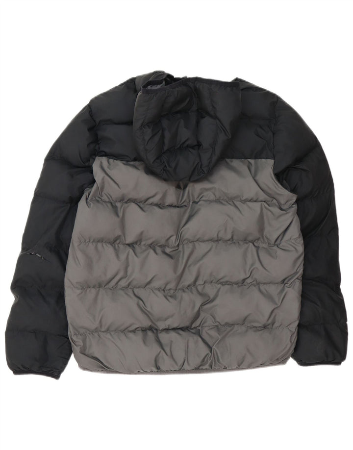 Adidas Jungen wattierte Jacke mit Kapuze, 13–14 Jahre, graues Farbblockdesign
