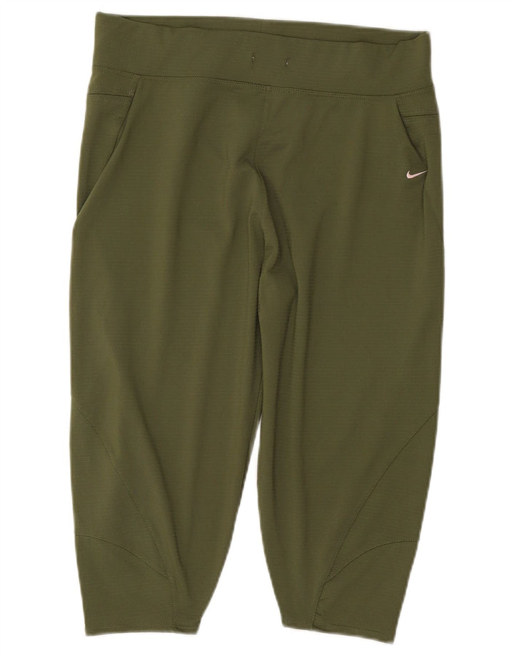 Nike Damen Bermuda Sport Shorts UK 8/10 Small Grün Polyester