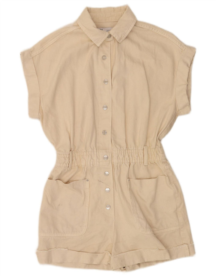 Zara Damen Jeans-Playsuit UK 14 Medium Beige