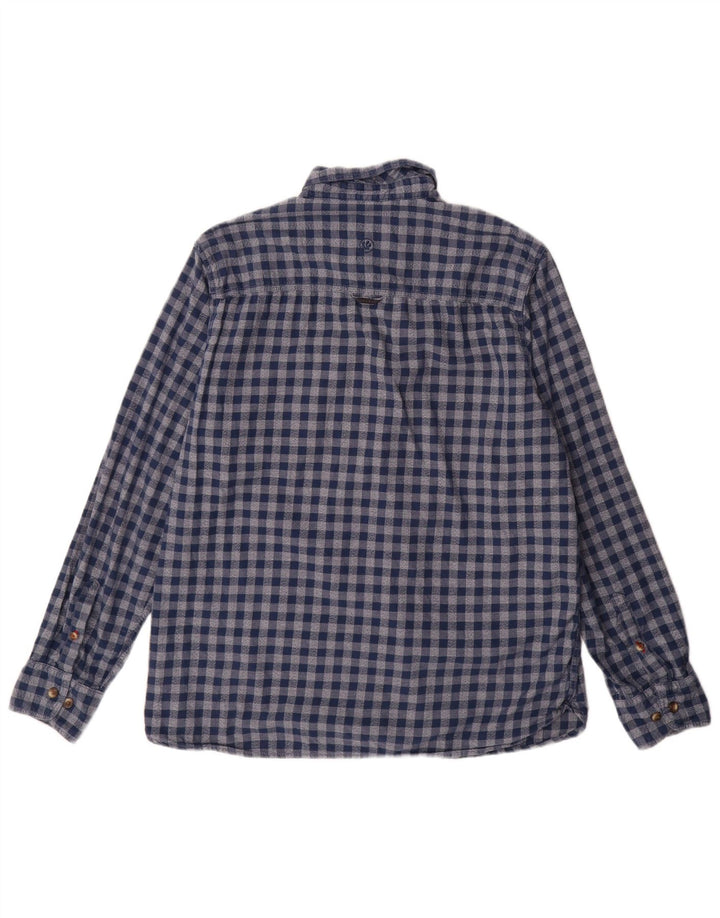 Fat Face Herren-Flanellhemd mit klassischer Passform, große blaue Gingham-Baumwolle