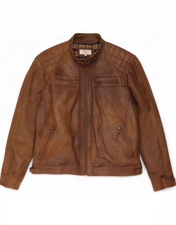 Ashwood Mens Leather Jacket UK 48 4XL Brown