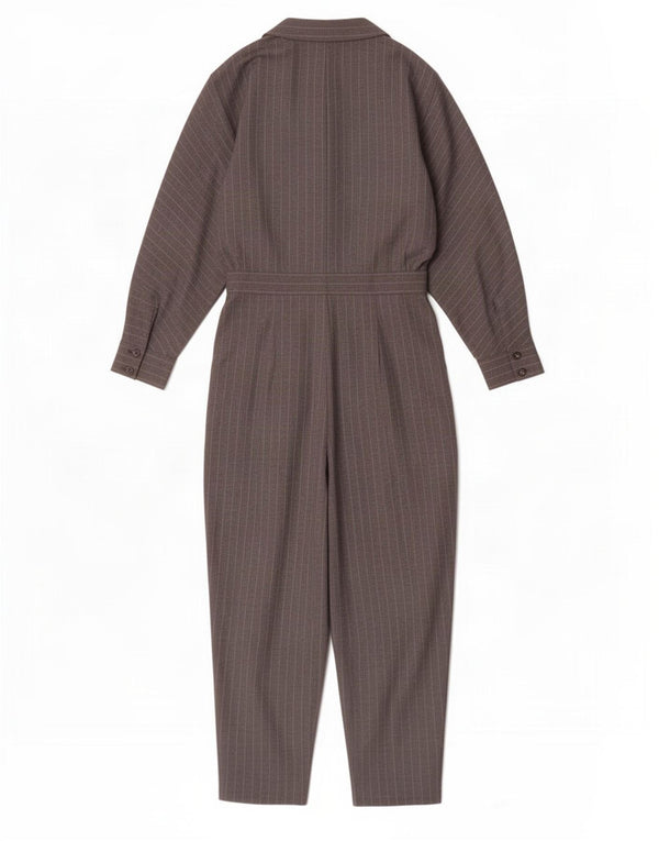 Zara Damen-Overall mit langen Ärmeln, Gr. 6, XS, grauer Nadelstreifen