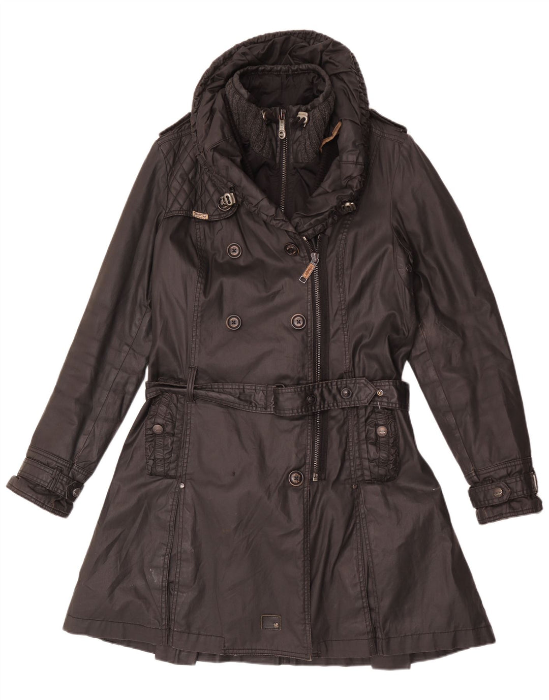 KHUJO Damen Trenchcoat UK 18 XL Schwarz Polyester