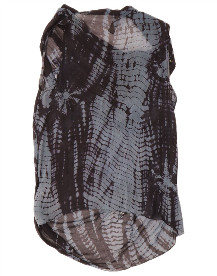 All Saints Damen-Bluse, ärmellos, Gr. 10, Größe S, blau, geometrisch, Seide