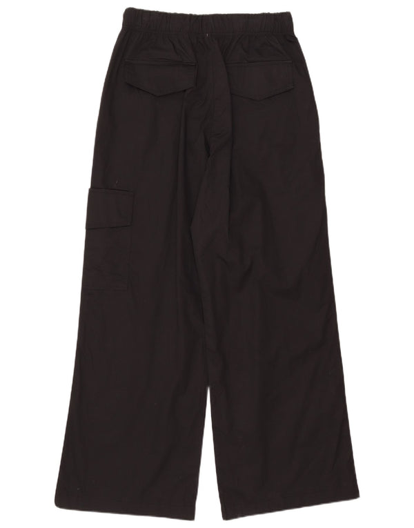 Zara Damen-Cargohose mit weitem Bein, Größe S, W26, L29, schwarze Baumwolle